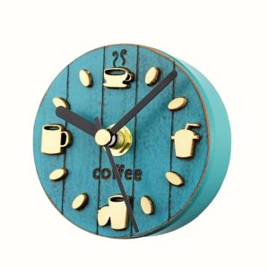 Horloge steampunk magnétique décorative pour réfrigérateur, motif café