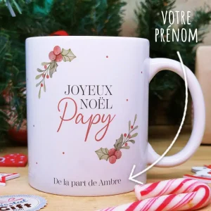 Mug “Joyeux Noël papy” personnalisé – Cadeau Noël