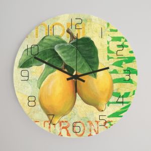 Horloge murale de cuisine design citrons style vintage